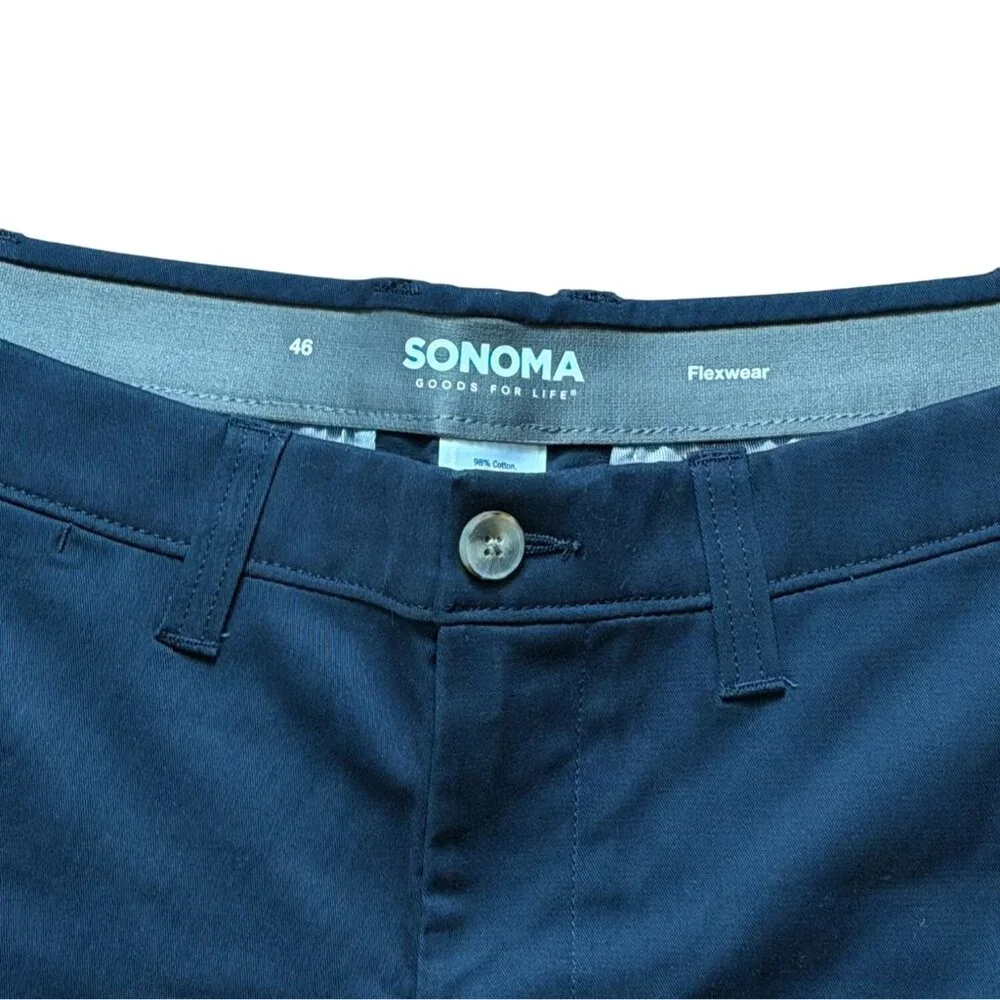 Sonoma Flexwear Mens Flat Front 9 In Seam Shorts-Navy Blue-46-NWT - Picture 2 of 5
